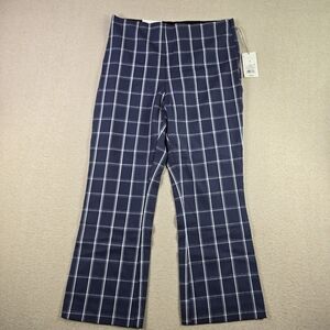 A New Day Navy Plaid Pants Women’s Size 12 Straight Leg Stretch NWT